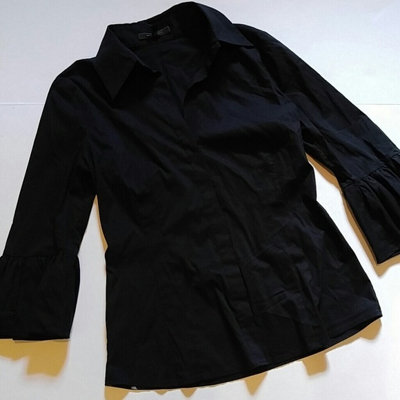 Black Button Top Bell Sleeves M - Picture 1 of 8